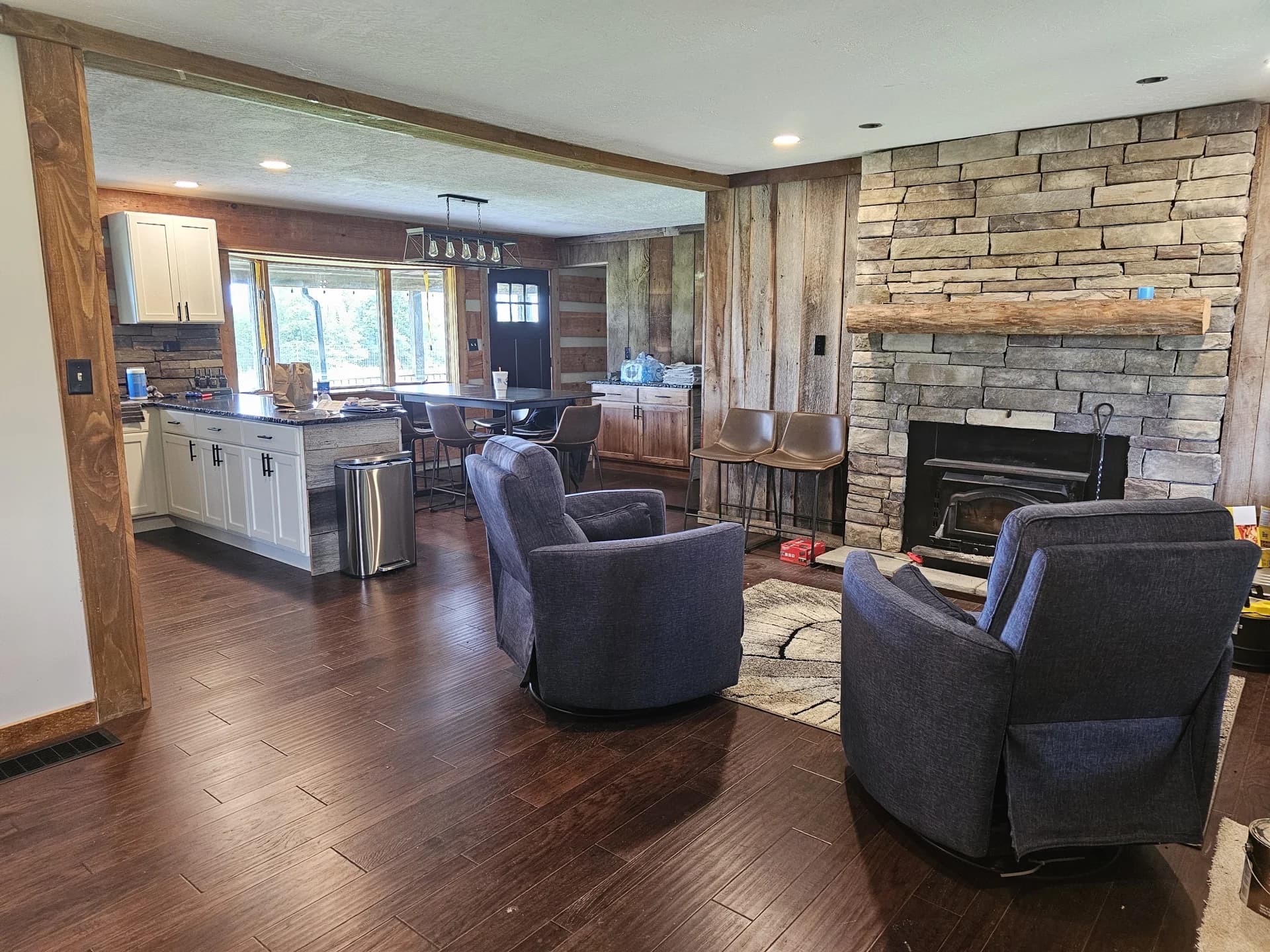 Living space in the Reserve log cabin